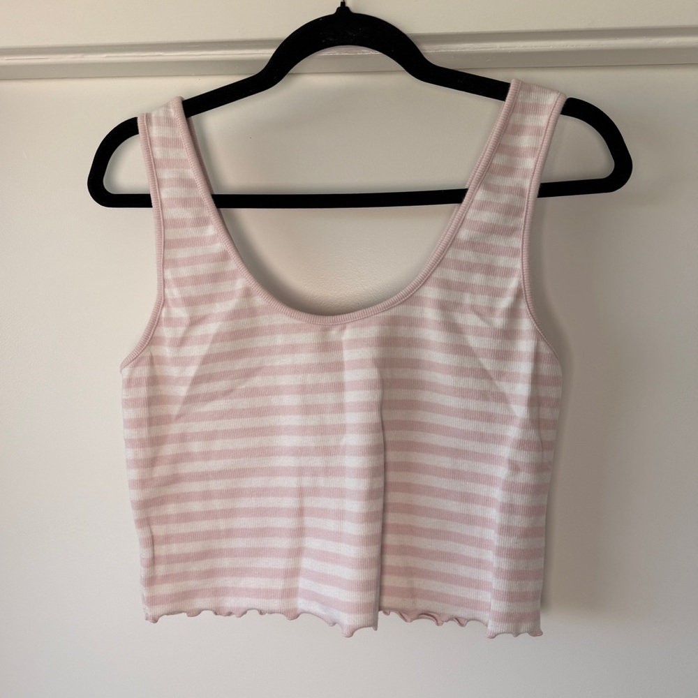 Stoney Clover Lane Pink and White Striped Crop Top